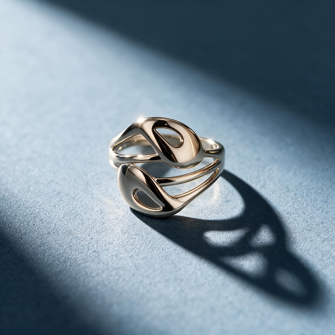Women's Golden Plated Stainless Steel Open Ring Set, Minimalist